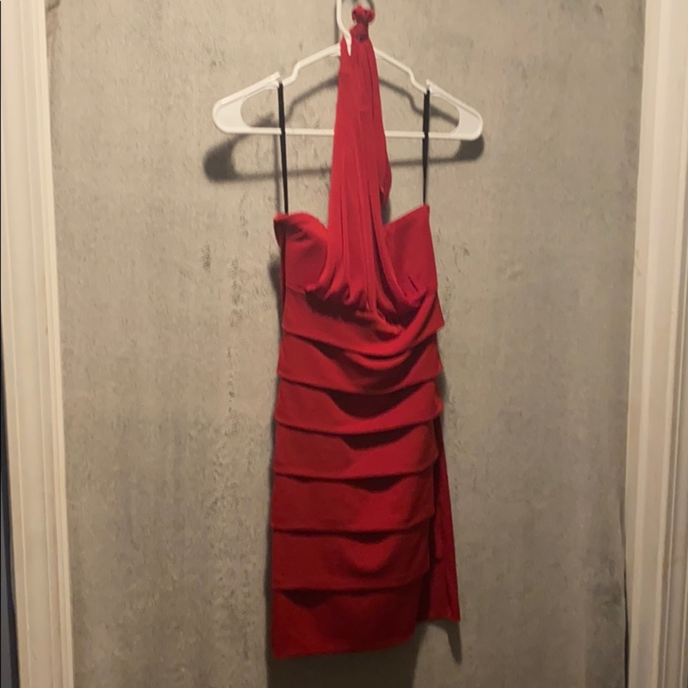 Sexy strapless red dress